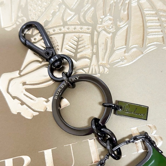 Authentic Burberry New Gunmetal & Forest Green Mini Purse Bag Charm / Keychain - Picture 6 of 11